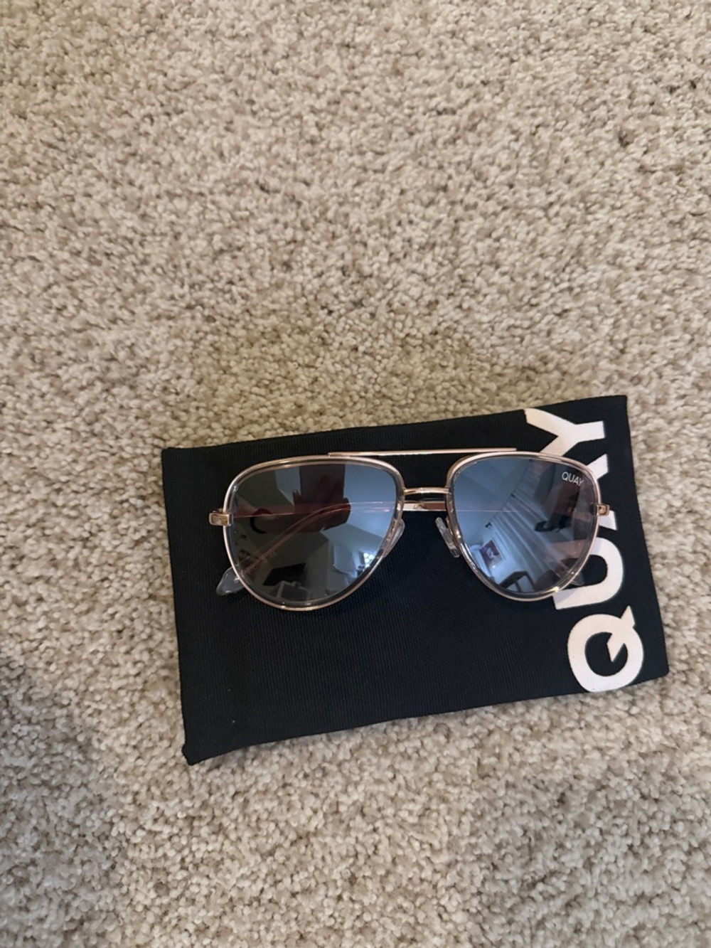 Quay Australia Rose Gold Aviator Sunglasses with Gray Lenses